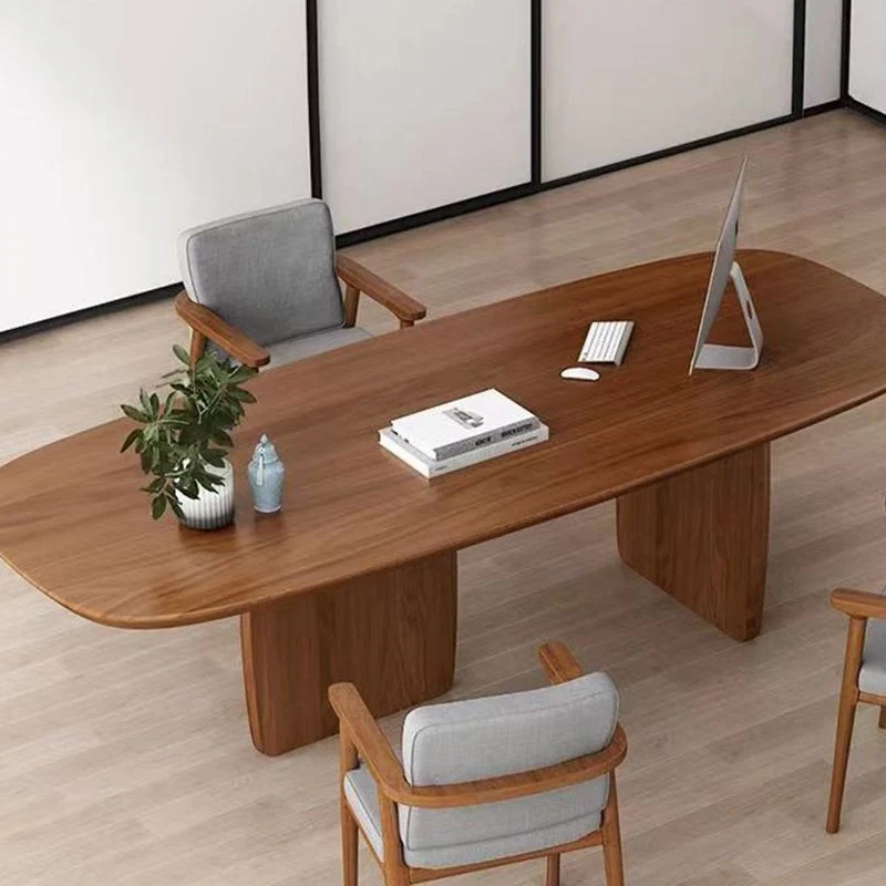 Bureau ovale en bois massif de bureau industriel de taille de 29,25 pouces Clearhalo