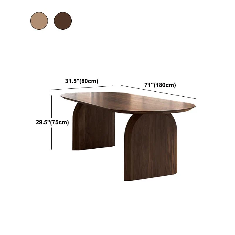 Bureau ovale de bureau industriel en bois de pin avec base en bois Clearhalo