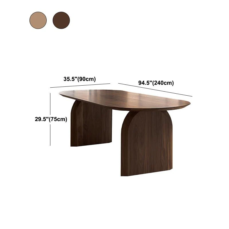 Bureau ovale de bureau industriel en bois de pin avec base en bois Clearhalo