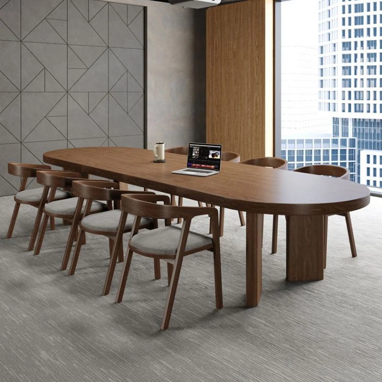 Bureau ovale marron Bureau de réunion style contemporain Clearhalo