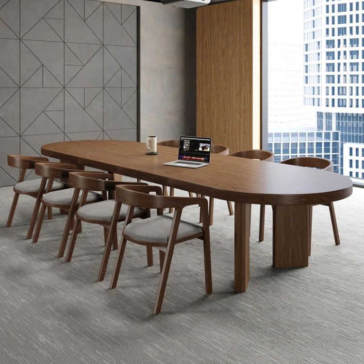 Bureau ovale marron Bureau de réunion style contemporain Clearhalo