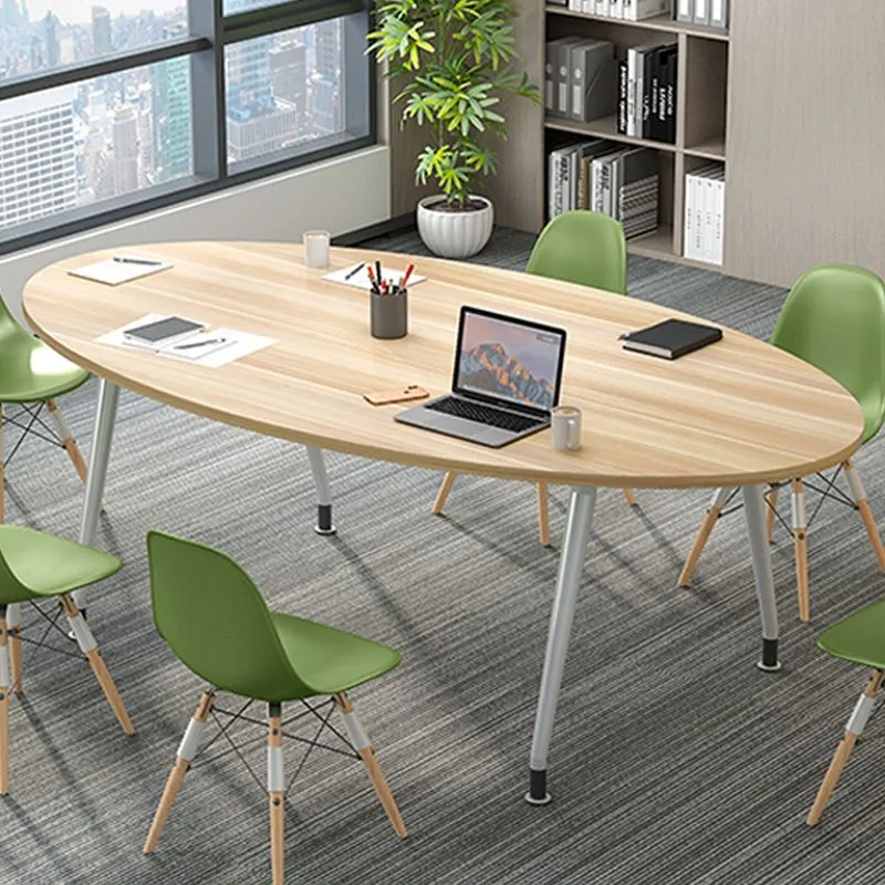 Bureau ovale de Style moderne pour la maison, bureau d'écriture en bois artificiel Clearhalo
