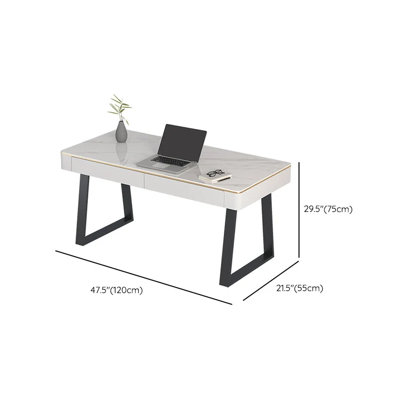 Bureau en pierre Bureau d'écriture moderne de 29,53 po de haut avec base luge Clearhalo