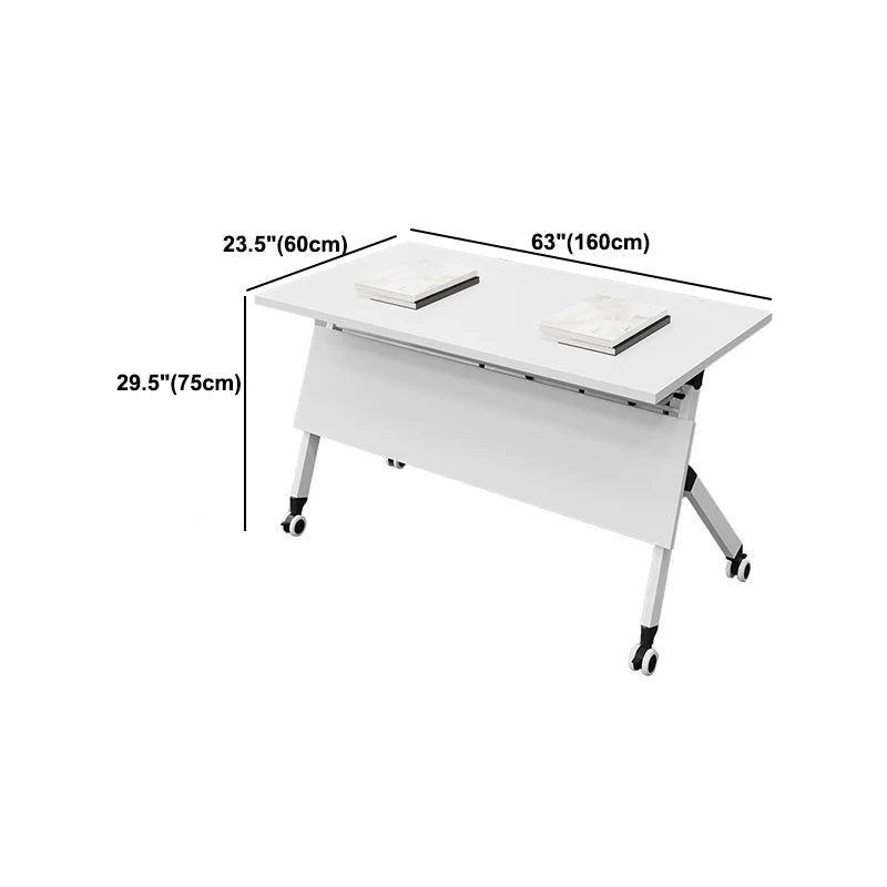 Bureau pliant moderne avec roulettes, bureau rectangulaire en bois manufacturé Clearhalo
