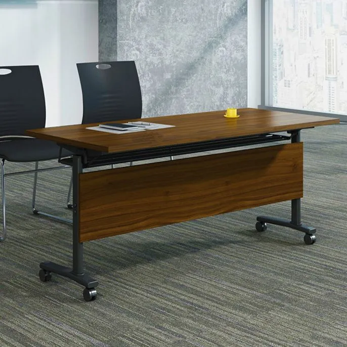 Bureau pliant rectangulaire en bois manufacturé, bureau moderne avec roulettes Clearhalo