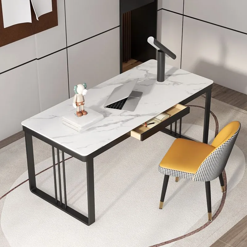 Bureau de rangement rectangulaire en pierre, bureau de Style Glam pour le bureau Clearhalo
