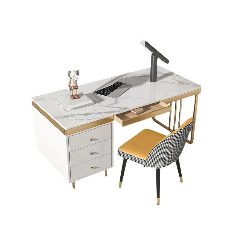 Bureau de rangement rectangulaire en pierre, bureau de Style Glam pour le bureau Clearhalo