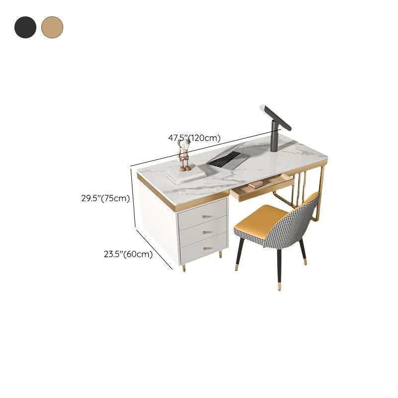 Bureau de rangement rectangulaire en pierre, bureau de Style Glam pour le bureau Clearhalo