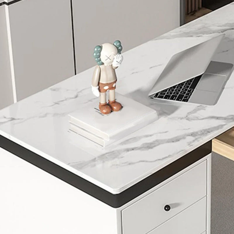 Bureau de rangement rectangulaire en pierre, bureau de Style Glam pour le bureau Clearhalo