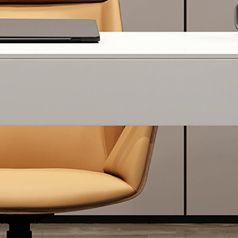 Bureau rectangulaire en acier inoxydable et bois artificiel Glam Clearhalo