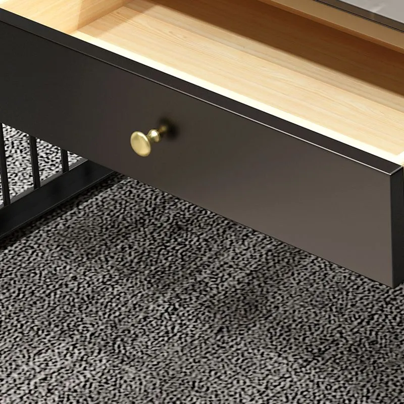 Bureau rectangulaire en acier inoxydable et bois artificiel Glam Clearhalo
