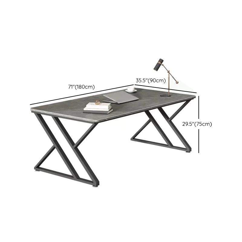 Bureau rectangulaire avec finition antique et pieds en métal Clearhalo