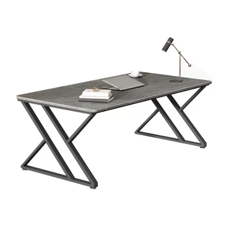 Bureau rectangulaire avec finition antique et pieds en métal Clearhalo
