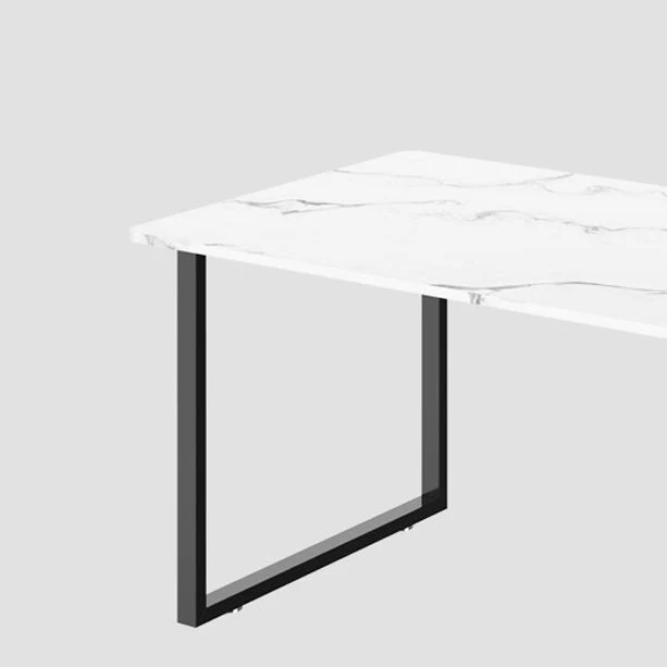 Bureau rectangulaire avec pieds en métal, bureau d'écriture avec miroir en marbre Clearhalo