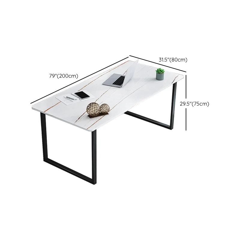Bureau rectangulaire avec pieds en métal, bureau d'écriture avec miroir en marbre Clearhalo