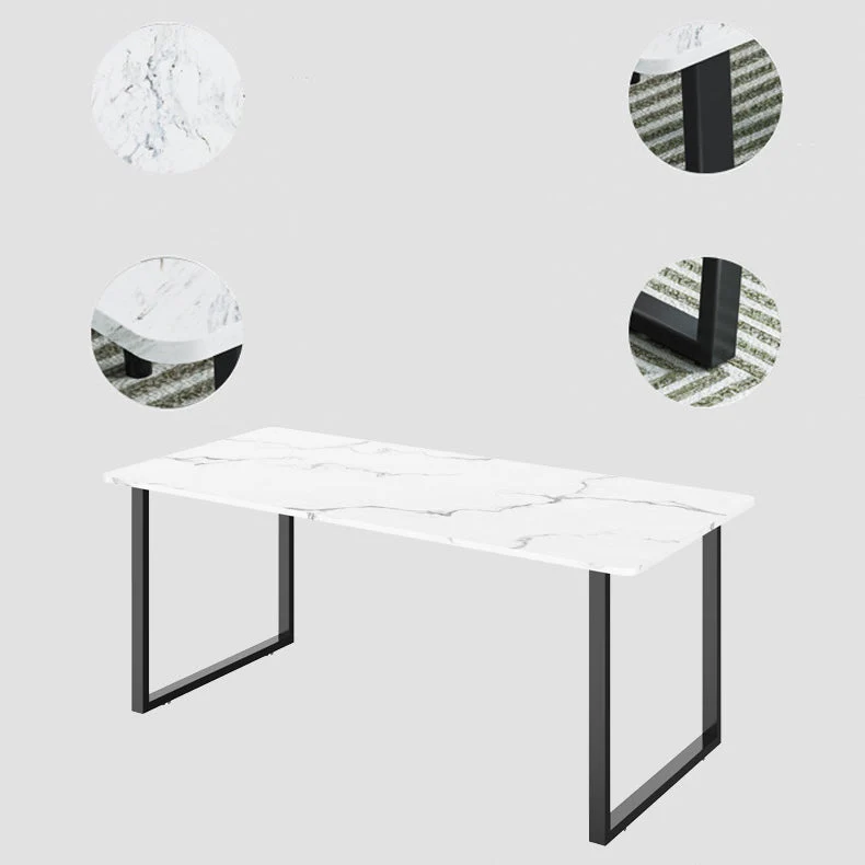 Bureau rectangulaire avec pieds en métal, bureau d'écriture avec miroir en marbre Clearhalo
