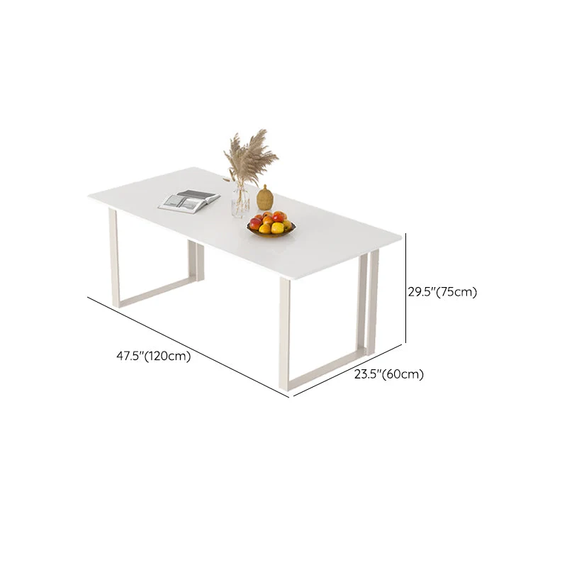 Bureau rectangulaire blanc contemporain, Base en fer, bureau d'écriture pour la maison Clearhalo