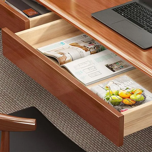 Bureau rectangulaire en bois, bureau d'ordinateur de Style moderne avec tiroirs pour la maison Clearhalo