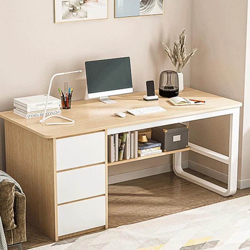 Bureau rectangulaire en bois d'ingénierie de style contemporain avec tiroirs pour bureau Clearhalo