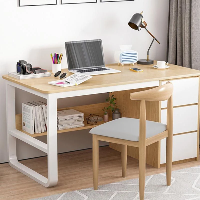 Bureau rectangulaire en bois d'ingénierie de style contemporain avec tiroirs pour bureau Clearhalo