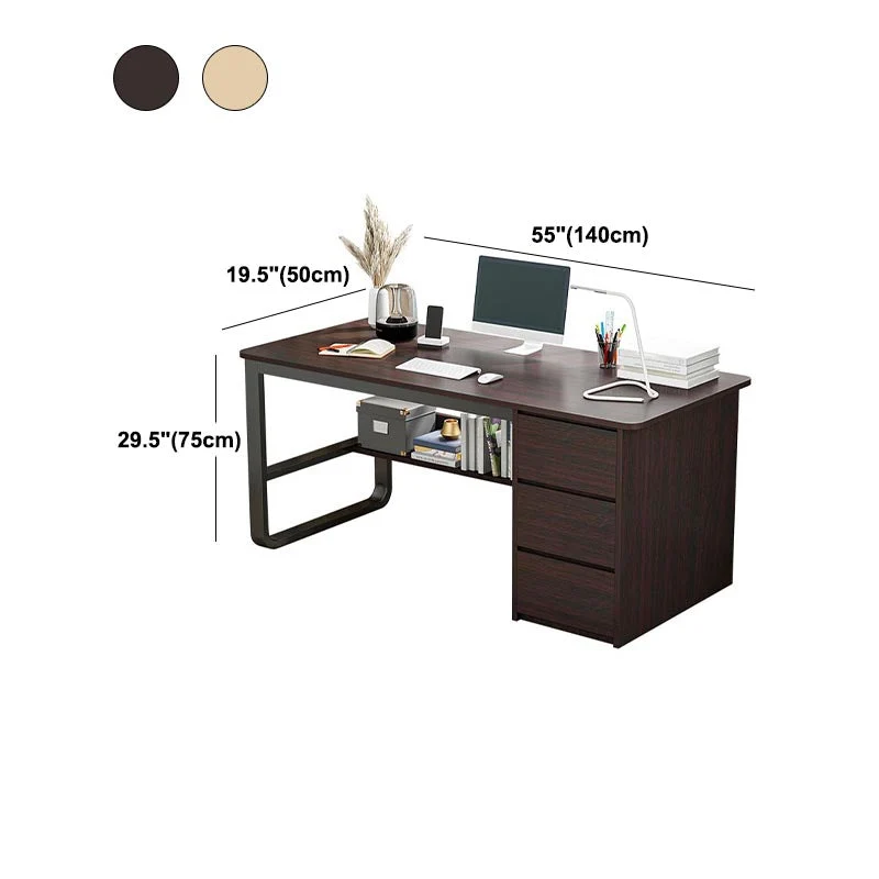 Bureau rectangulaire en bois d'ingénierie de style contemporain avec tiroirs pour bureau Clearhalo