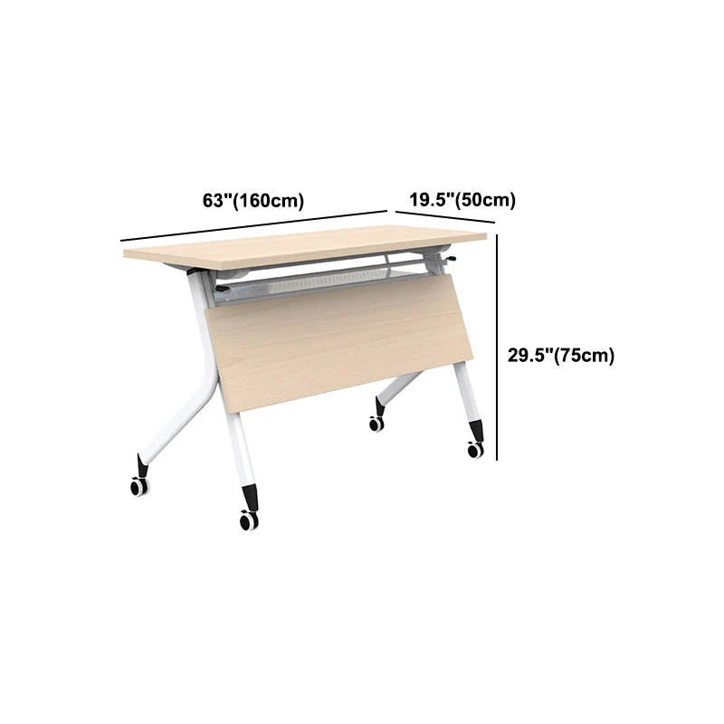 Bureau rectangulaire en bois de fabrication moderne avec roulettes Clearhalo