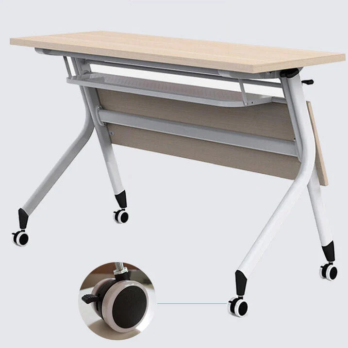Bureau rectangulaire en bois de fabrication moderne avec roulettes Clearhalo