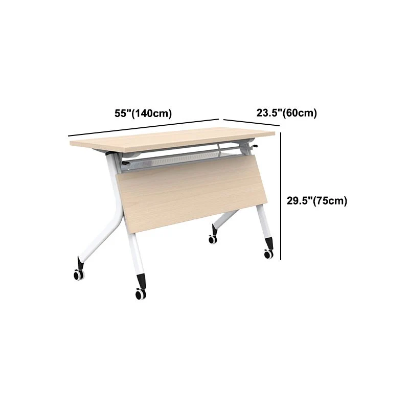 Bureau rectangulaire en bois de fabrication moderne avec roulettes Clearhalo