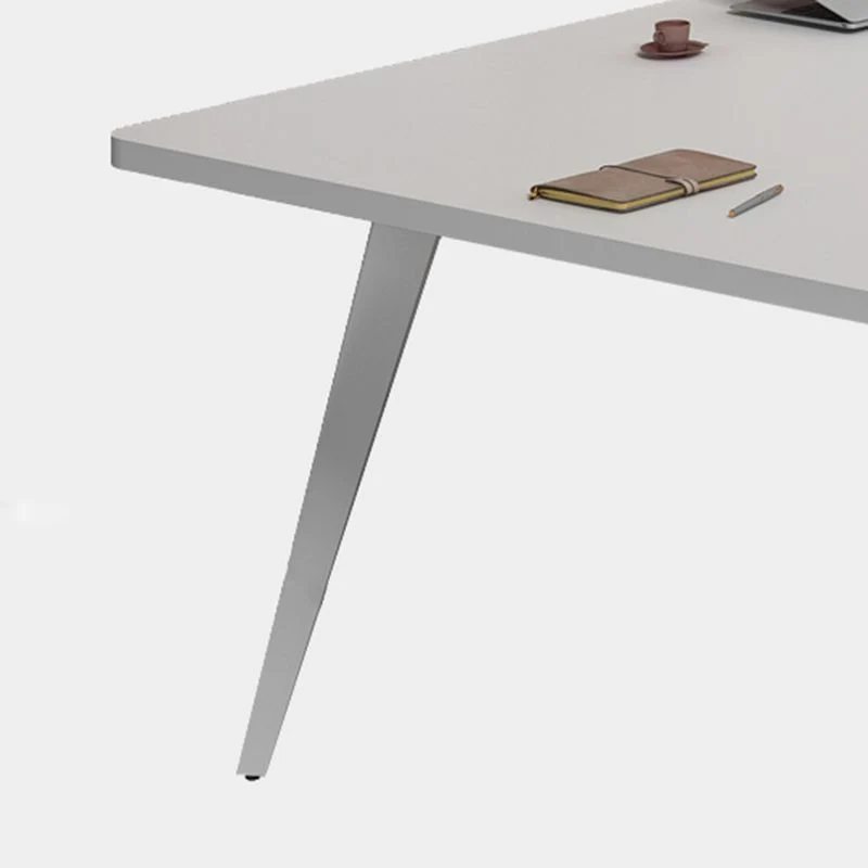 Bureau rectangulaire en bois manufacturé blanc, bureau moderne avec gestion des câbles Clearhalo