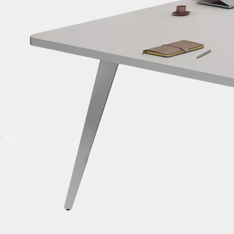 Bureau rectangulaire en bois manufacturé blanc, bureau moderne avec gestion des câbles Clearhalo