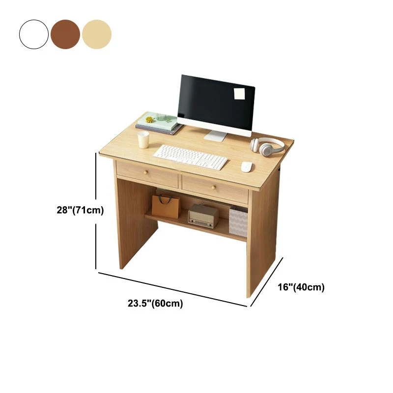 Bureau rectangulaire en bois manufacturé, bureau moderne avec deux tiroirs Clearhalo