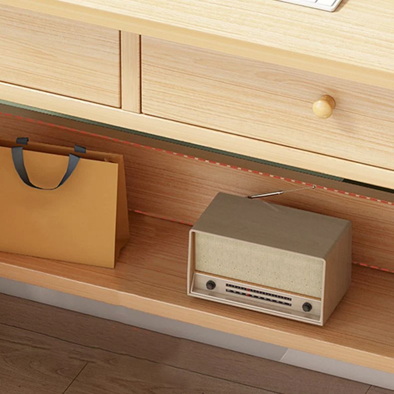 Bureau rectangulaire en bois manufacturé, bureau moderne avec deux tiroirs Clearhalo