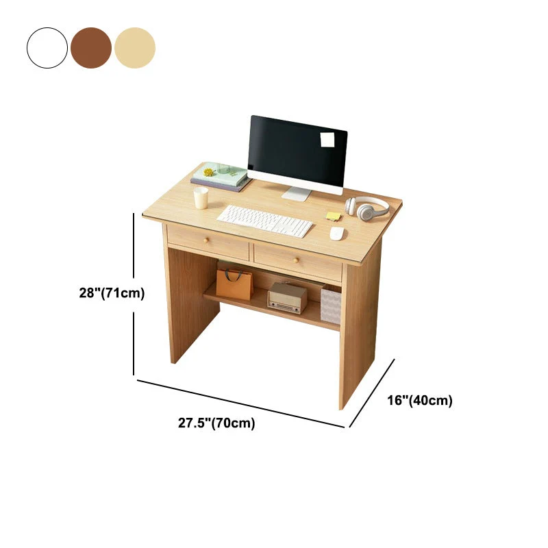 Bureau rectangulaire en bois manufacturé, bureau moderne avec deux tiroirs Clearhalo