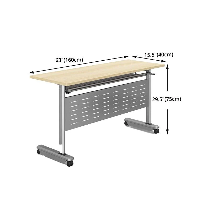 Bureau rectangulaire en bois manufacturé contemporain avec structure en métal Clearhalo