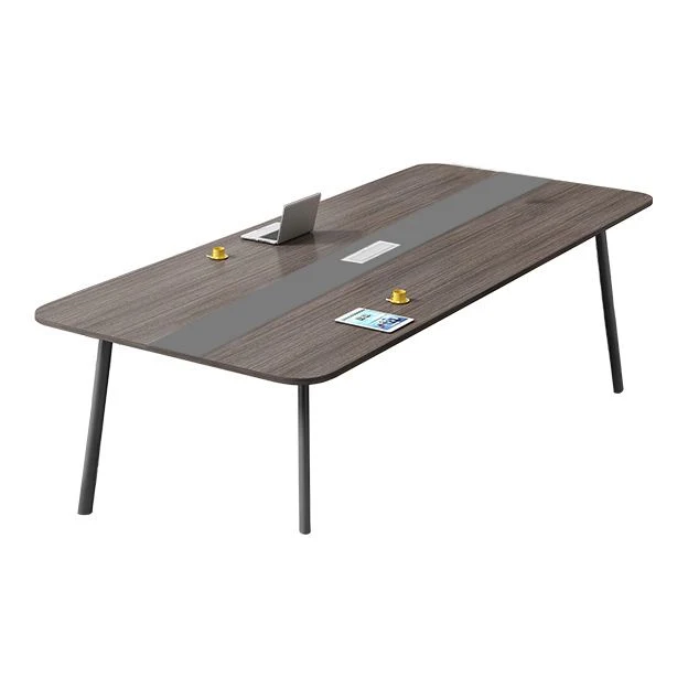 Bureau rectangulaire en bois manufacturé moderne avec pieds en métal Clearhalo