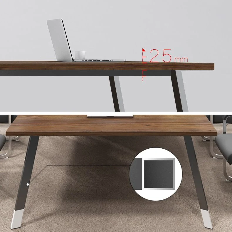 Bureau rectangulaire en bois manufacturé moderne avec pieds en métal Clearhalo