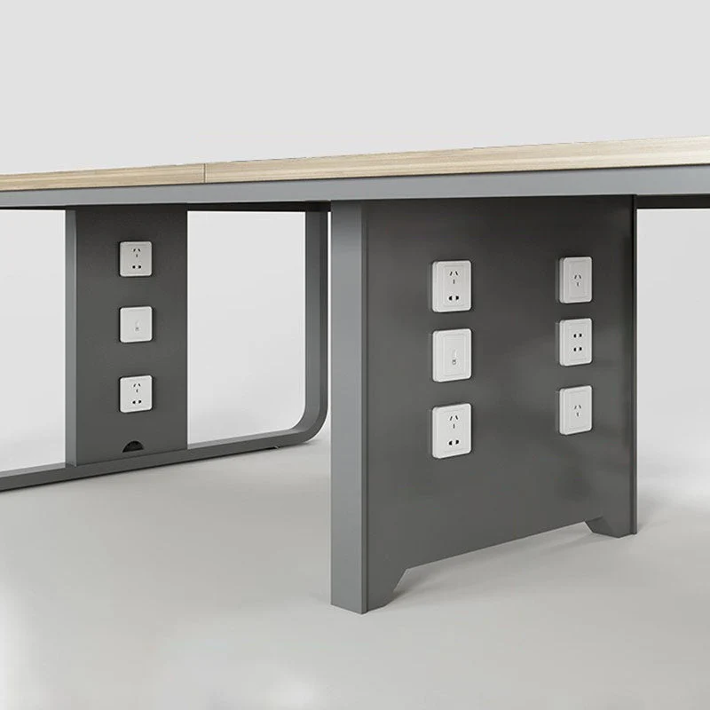 Bureau rectangulaire en bois manufacturé moderne avec socle en métal Clearhalo