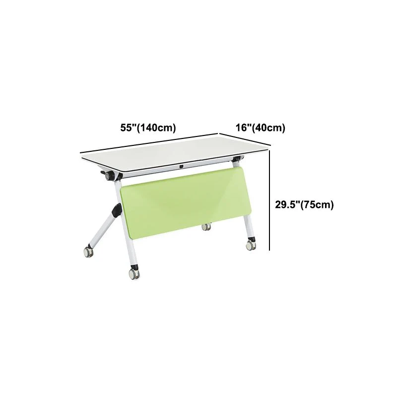 Bureau rectangulaire en bois manufacturé moderne avec roulettes Clearhalo
