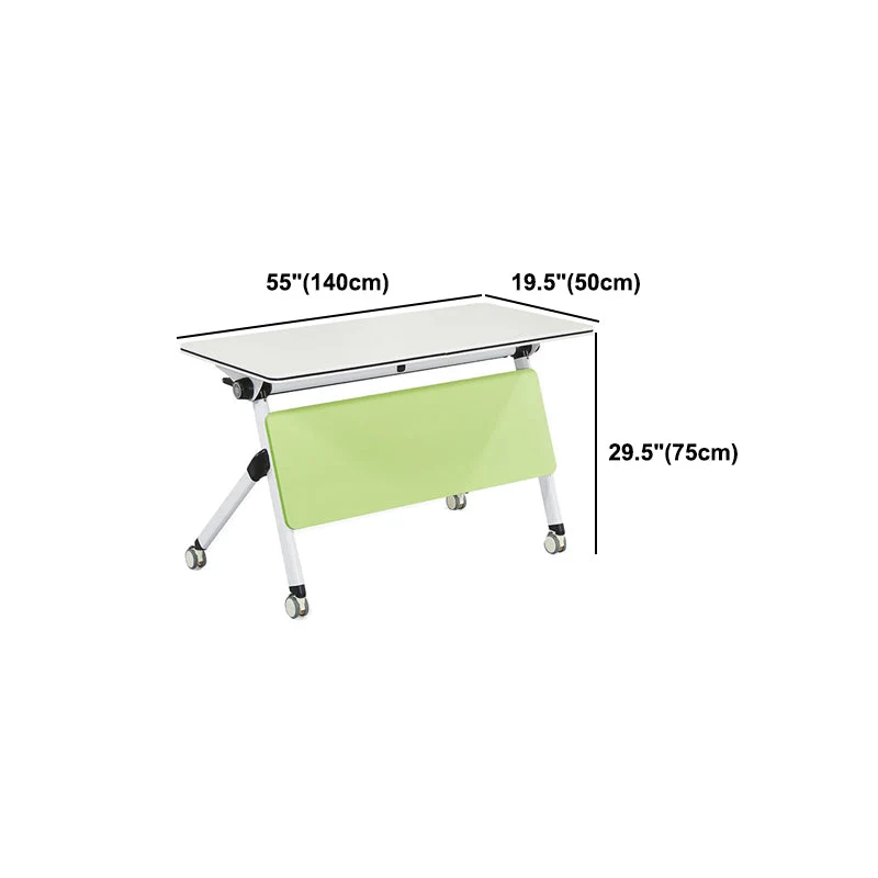 Bureau rectangulaire en bois manufacturé moderne avec roulettes Clearhalo