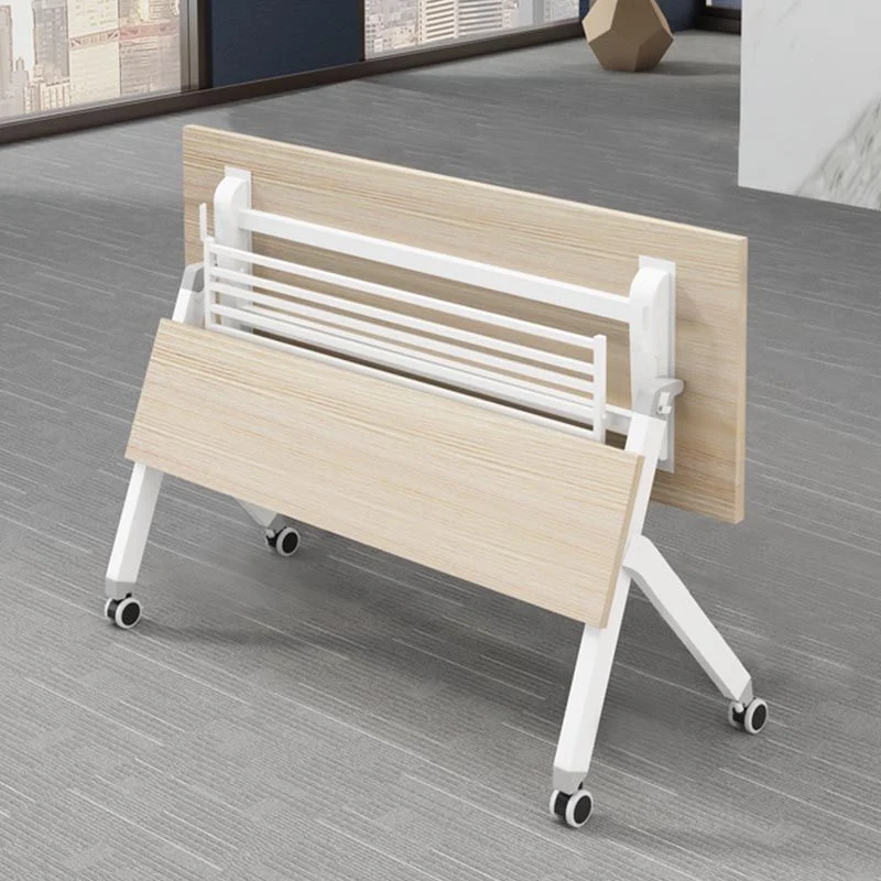 Bureau rectangulaire en bois manufacturé de style moderne avec roulettes Clearhalo
