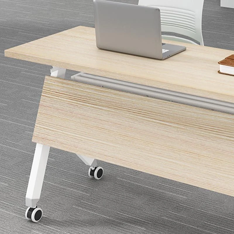 Bureau rectangulaire en bois manufacturé de style moderne avec roulettes Clearhalo