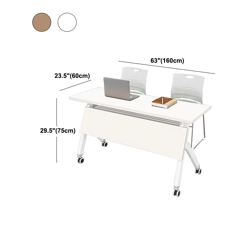 Bureau rectangulaire en bois manufacturé de style moderne avec roulettes Clearhalo