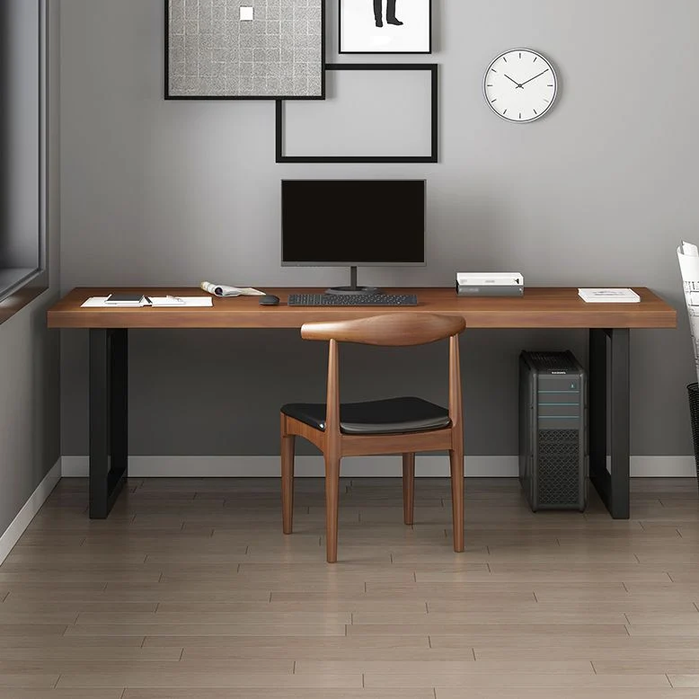Bureau rectangulaire en bois massif avec plateau en pin et pieds noirs Clearhalo