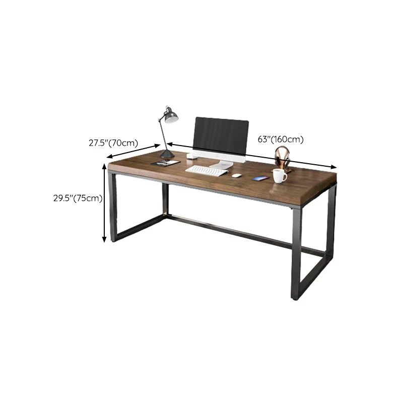 Bureau rectangulaire en bois massif industriel avec pieds en métal Clearhalo