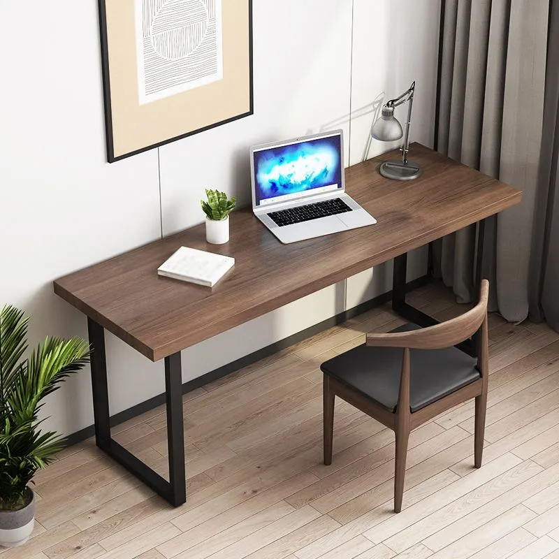 Bureau rectangulaire en bois massif, Style industriel, avec Base luge, pour la maison Clearhalo