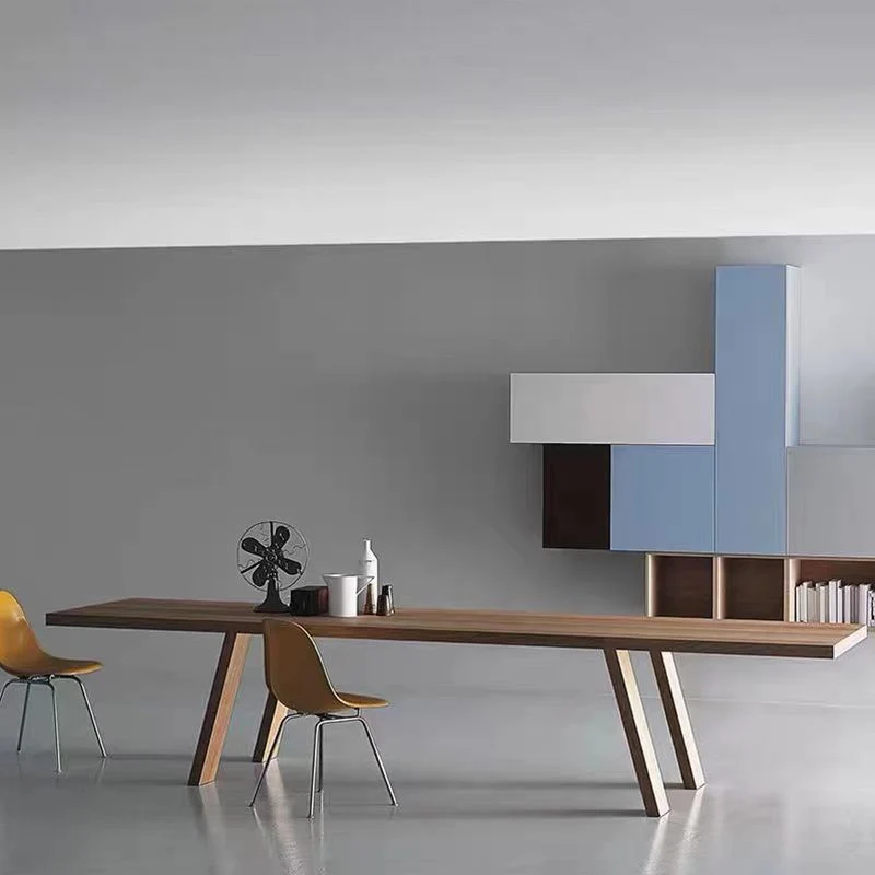 Bureau rectangulaire en bois massif, Table de réunion industrielle Clearhalo