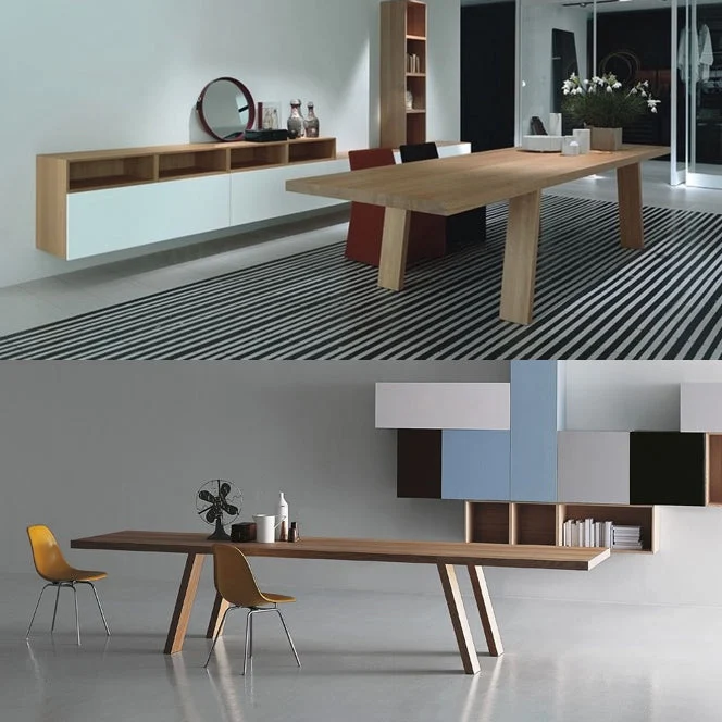 Bureau rectangulaire en bois massif, Table de réunion industrielle Clearhalo