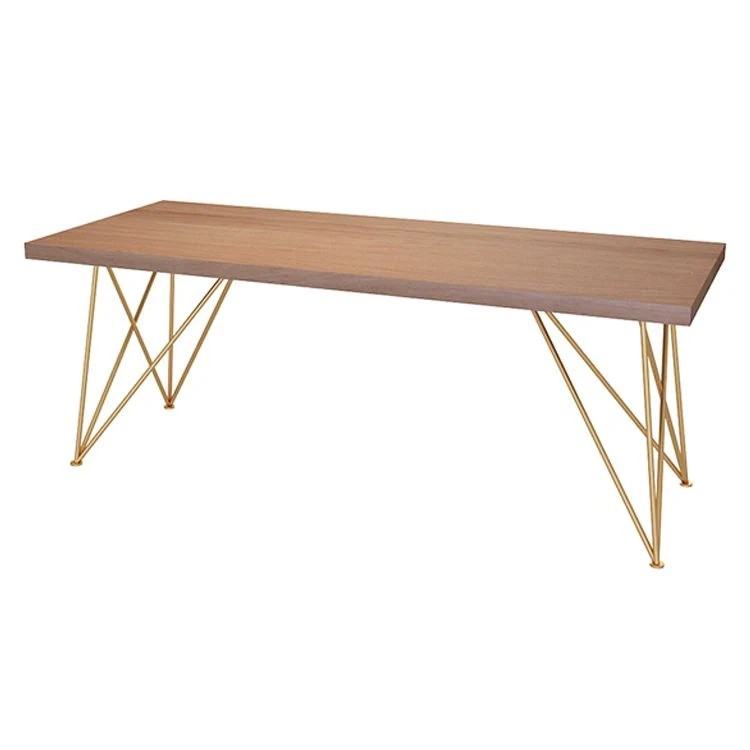 Bureau rectangulaire en bois de style Glam avec cadre doré Clearhalo