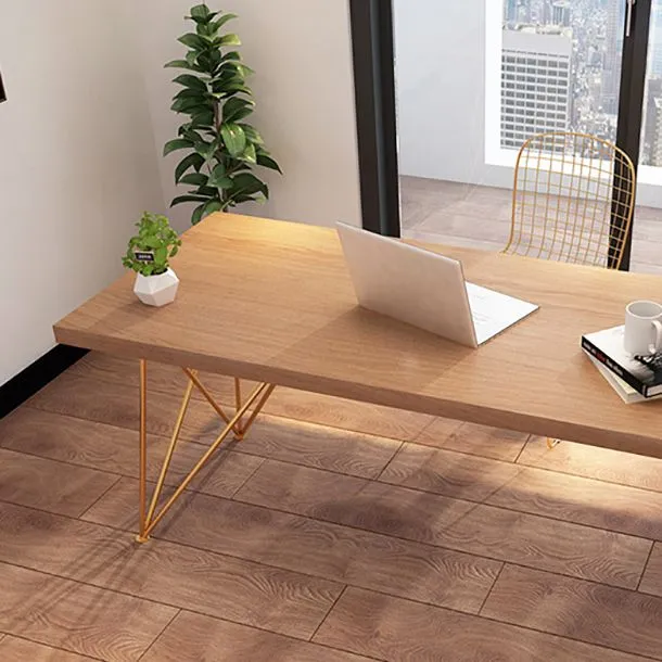 Bureau rectangulaire en bois de style Glam avec cadre doré Clearhalo
