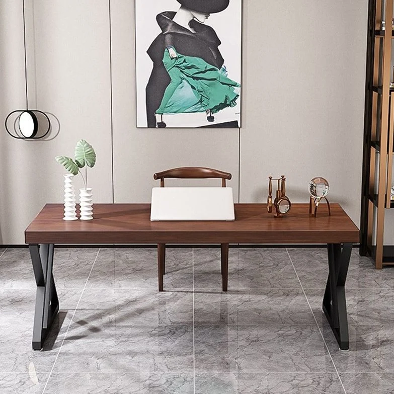 Bureau rectangulaire Bureau en bois massif de style contemporain Clearhalo